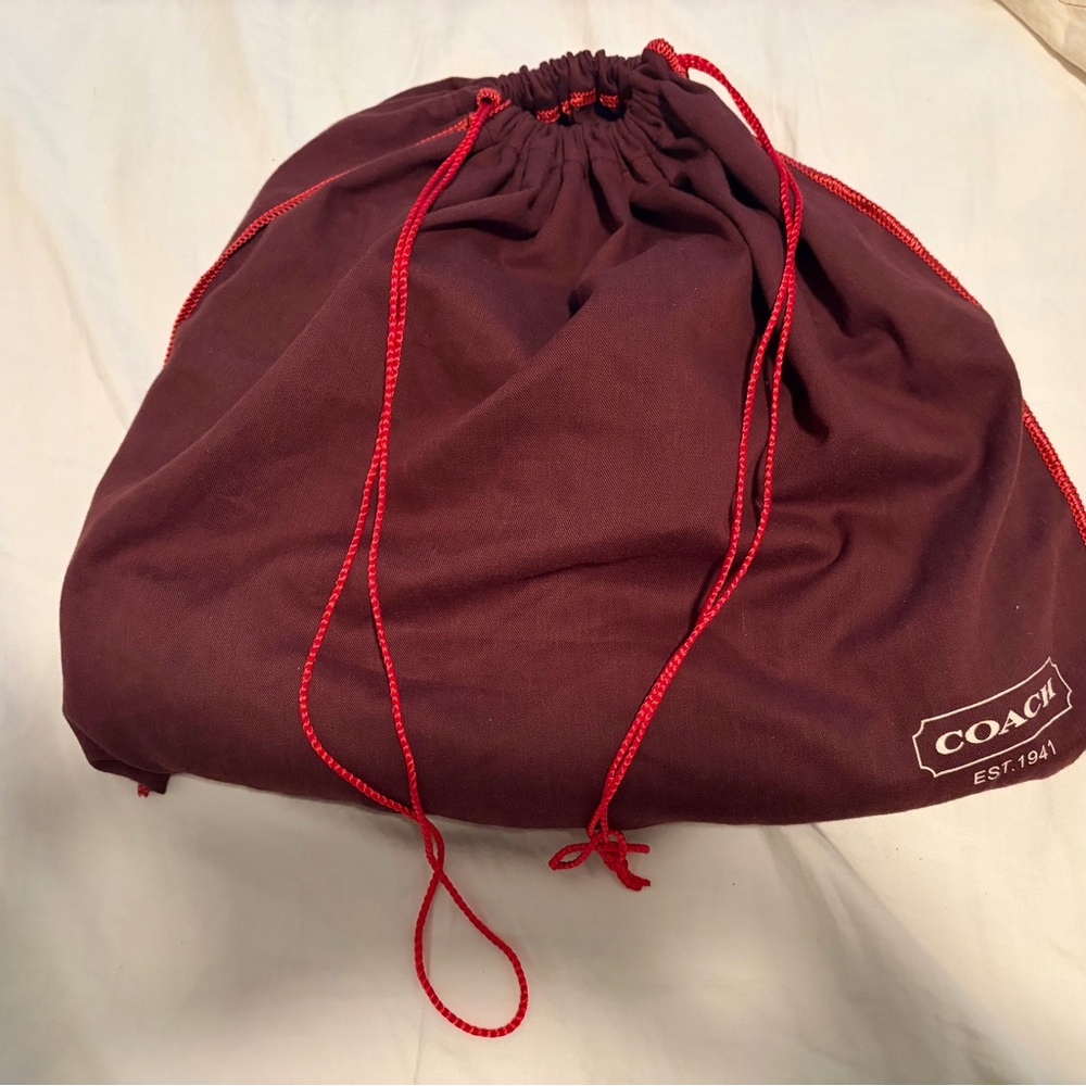 Coach Shoulder Bag in Deep Wine Leather with Brass Hardware - Picture 10 of 10